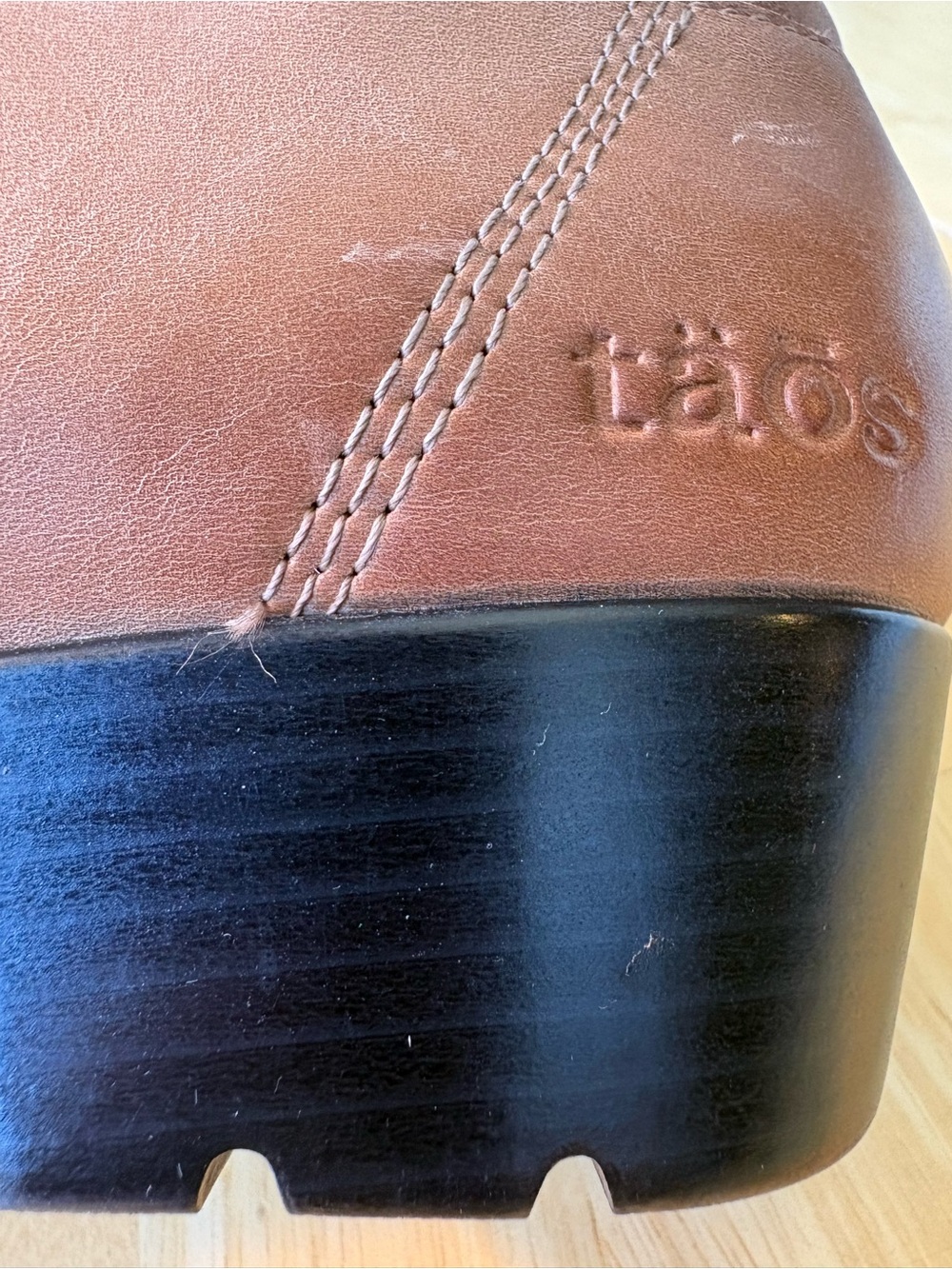 TAOS NWOT Daily Ankle Boot in Caramel Leather YKK Zip-Accent 1.5” Block Heel 7.5 - Picture 14 of 14
